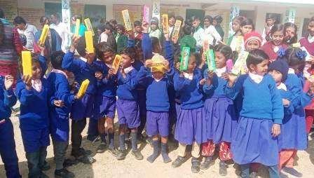 School kits were distributed among the students in Chakla School 1