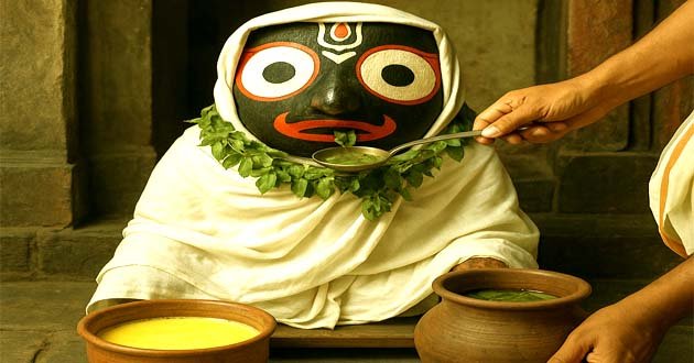 बीमार पड़े महाप्रभु जगन्नाथ, पी रहे हल्दी दूध और तुलसी का काढ़ा, भक्तों की उमड़ी भीड़ 1 Lord Jagannath fell ill, drinking turmeric milk and Tulsi decoction, crowd of devotees gathered